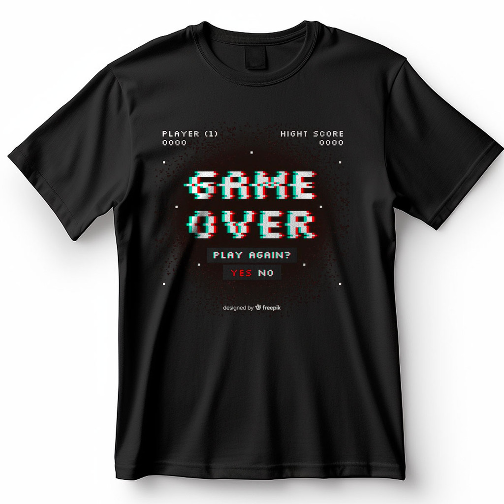 Camiseta Game Over Pixel Glitch Retro Blusa Camisa 100% Algodão