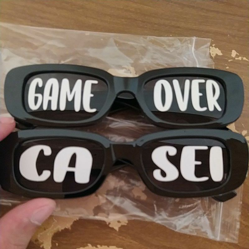 kit dois óculos para casamento casei e game over óculos preto quadrado retro