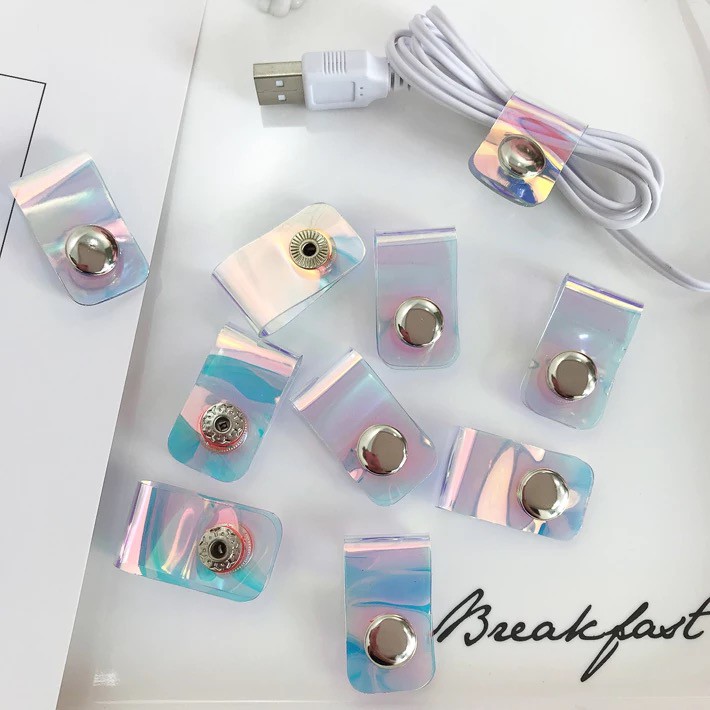 Laser Portátil Fivela De Cabo De Dados Armazenamento Personalizado Tie Button Organizer Hub Flor Fone De Ouvido Enrollador Coração Menina
