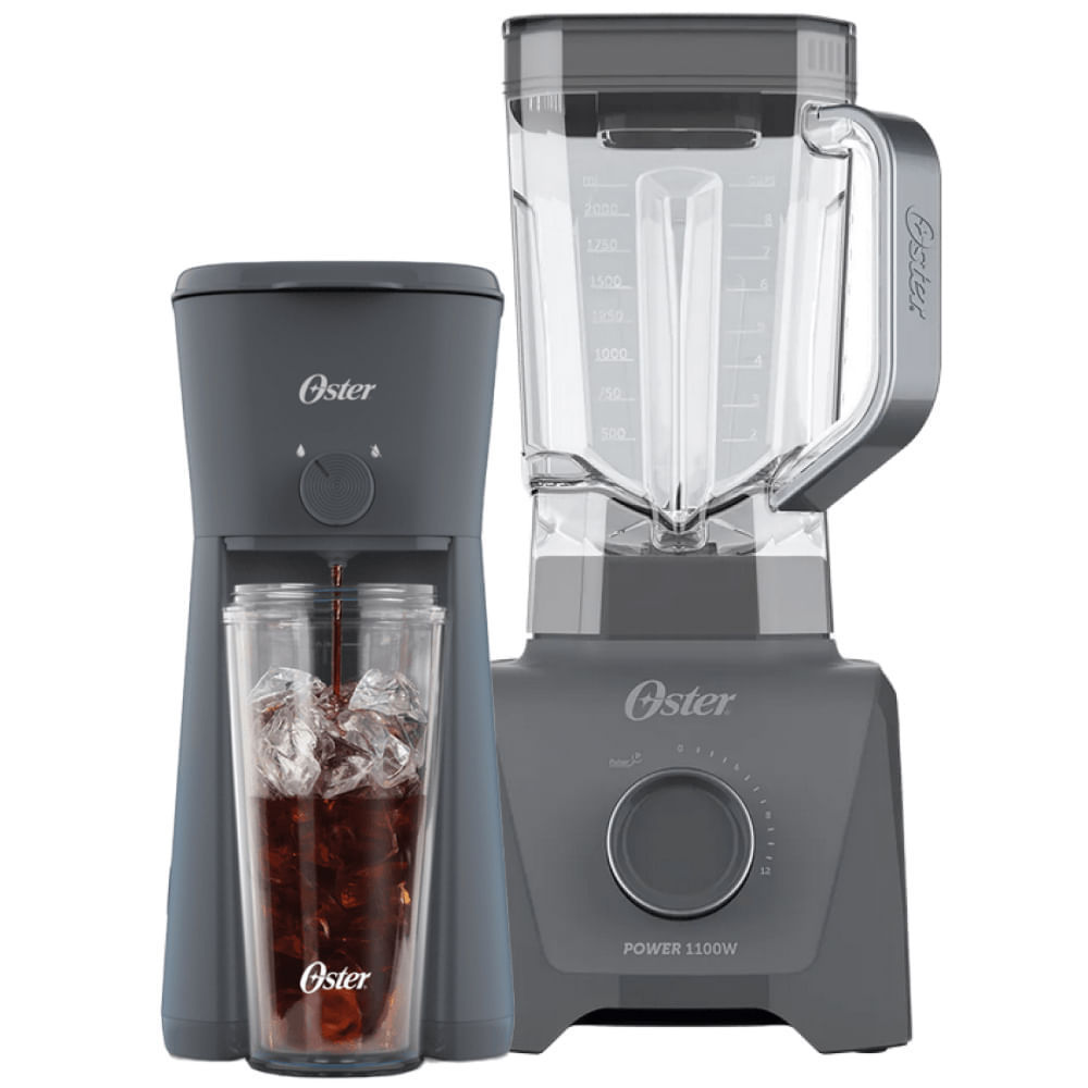Kit Oster Gray - Cafeteira Iced Coffee e Liquidificador Full 3,2L