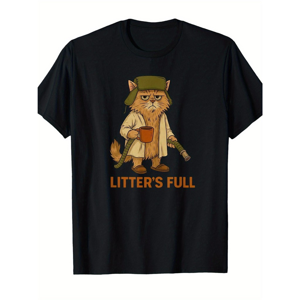 Camiseta Unissex Cat Litter's Full Pun Paródia Divertida Engraçada Confortável Estilosa Casual