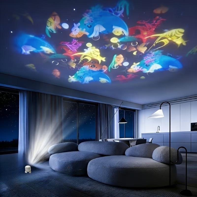 Lâmpada de projeção Dream Dynamic Starry Sky Ocean, Design de modo duplo, incluindo vida marinha e padrão de floco de ne