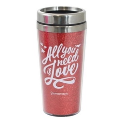 Copo Viagem Glitter All You Need Is Love Amor Namoro Paixao