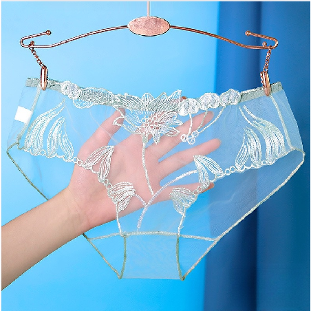 Calcinha Transparente Senhoras Renda See-Through Mesh Bordados Sem Costura