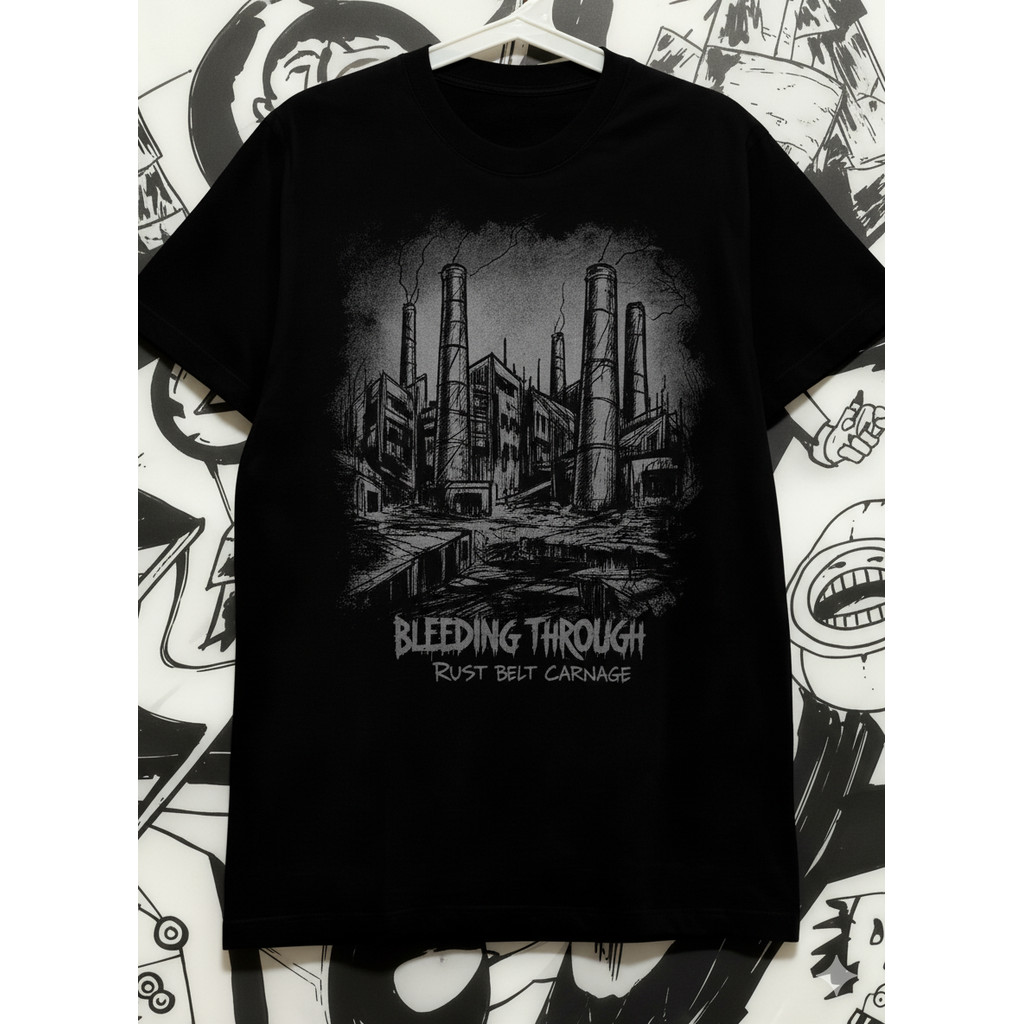 Music.Soul Camiseta Masculina Bleeding Through | Estética Metalcore Agressivo |  Unissex 100% algodão
