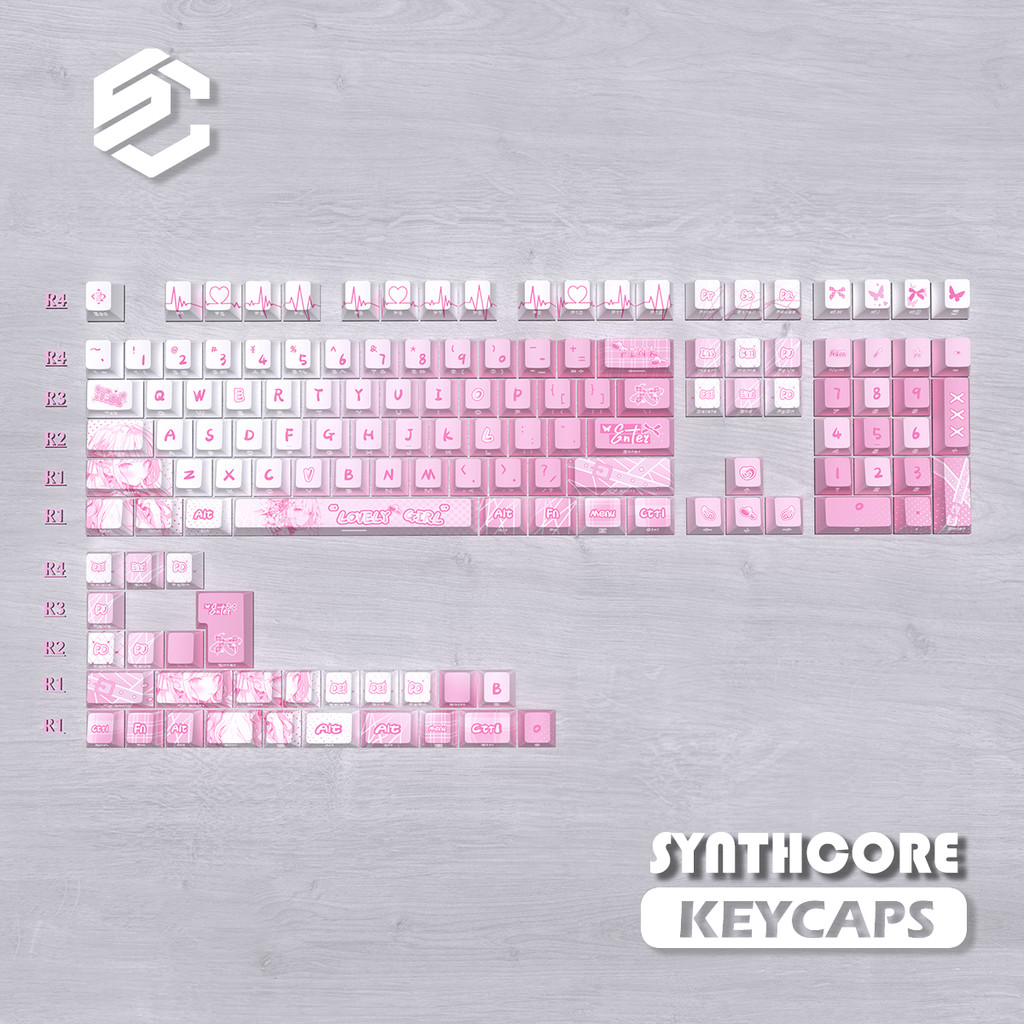 Love Diary Cherry Profile Shine-Through Side-print Conjunto De Teclas PBT De Tiro Duplo 130