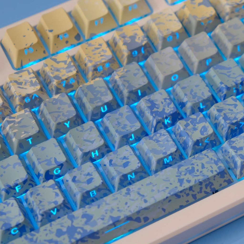 Qingfeng Bay Shine-Through Perfil Cereja Duplo PBT Keycap 134 Teclas