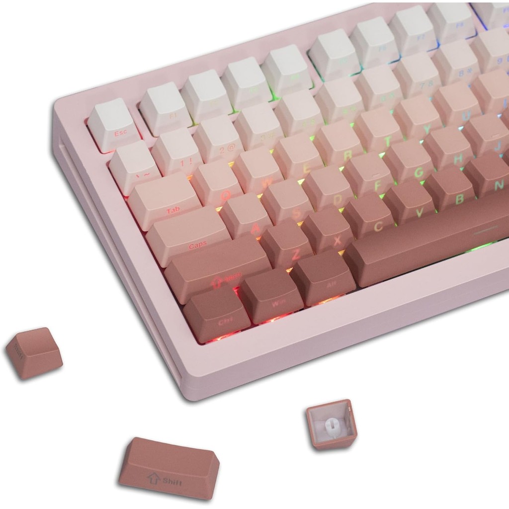 Teclas XVX PBT-Conjunto De Impressão Lateral , 60 Por Cento Double Shot Shine Through Gradientes Rosa Perfil OEM 136 Tec