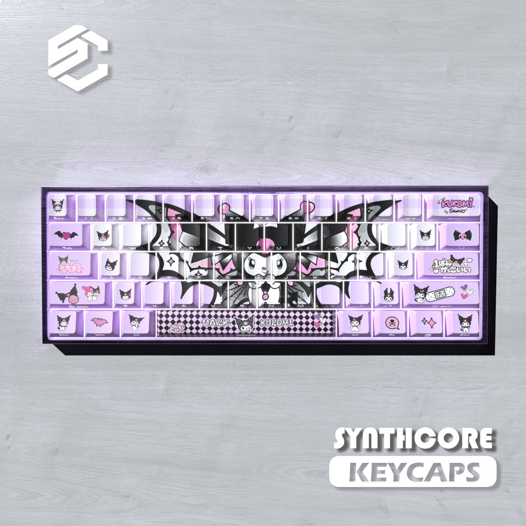 Kuromi Cherry Profile Shine-Through Side-print Conjunto De Teclas PBT De Tiro Duplo 74