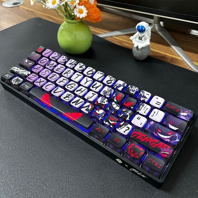 Conjunto De Teclas Gengar Cherry Profile Shine-Through Com Impressão Lateral De Tiro Duplo PBT + PC De 130