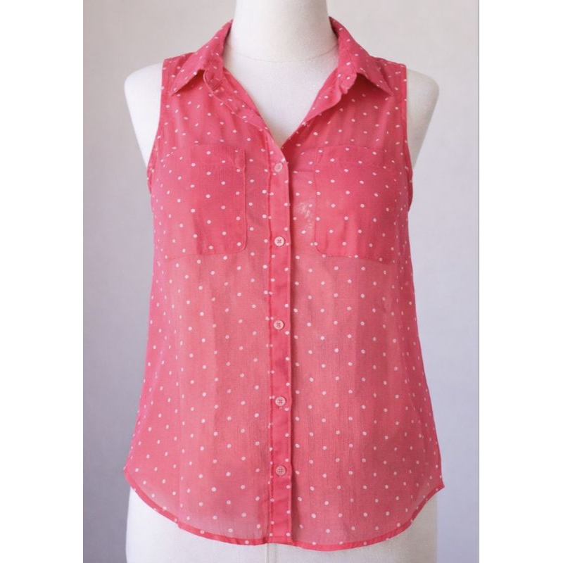 Blusa Regata Salmão com Poás Blue Steel Tam P – Transparente com Botões Frontais