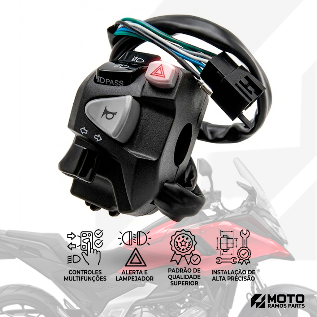 Punho Chave Luz Honda Titan 150 Fan 125 CB 650 NC 750 Com Alerta e Lampejo