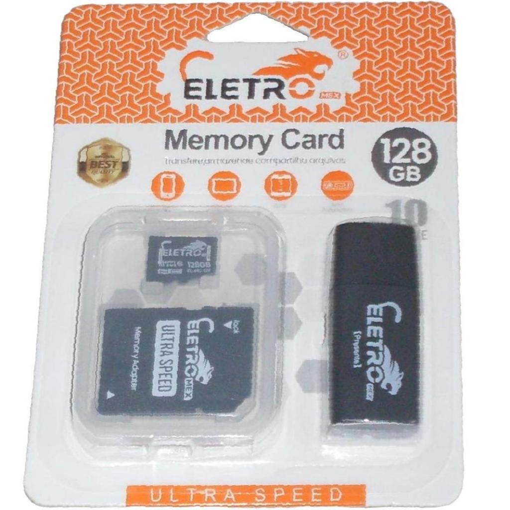 Cartão De Memória 128GB classe 10 + Adaptador Sd + Pen Drive