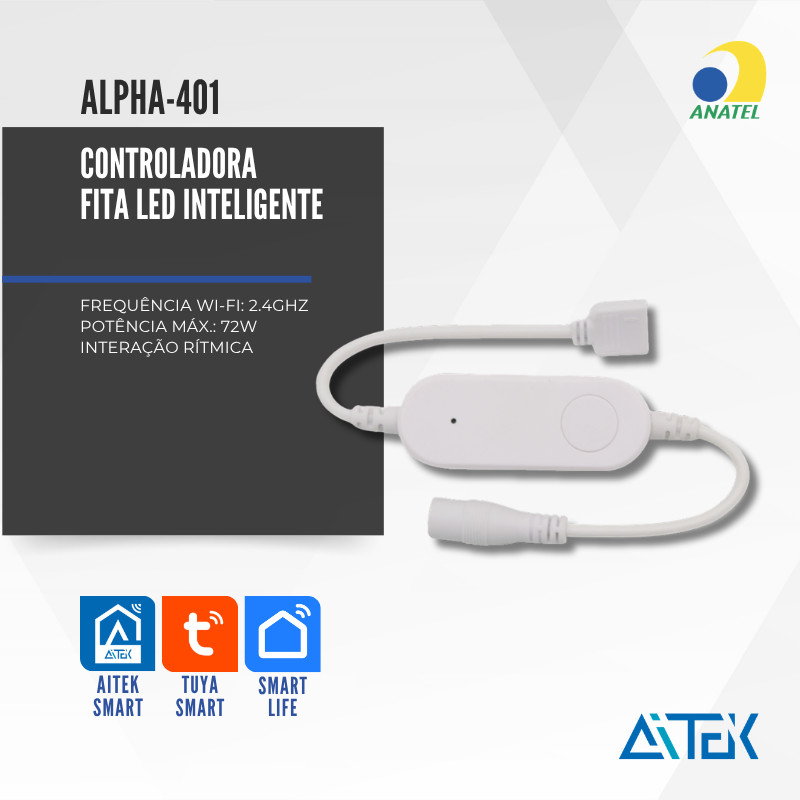 MODULO CONTROLADOR WI-FI DUAL PARA FITA DE LED RGB INTERAÇÃO RÍTMICA ALPHA-401 AITEK