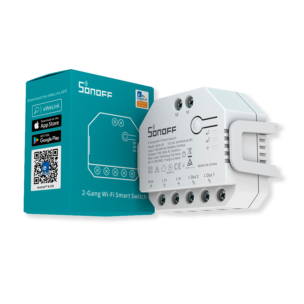 Sonoff Dual R3 Wi-fi 2 Canais - Energia Cortina Motores