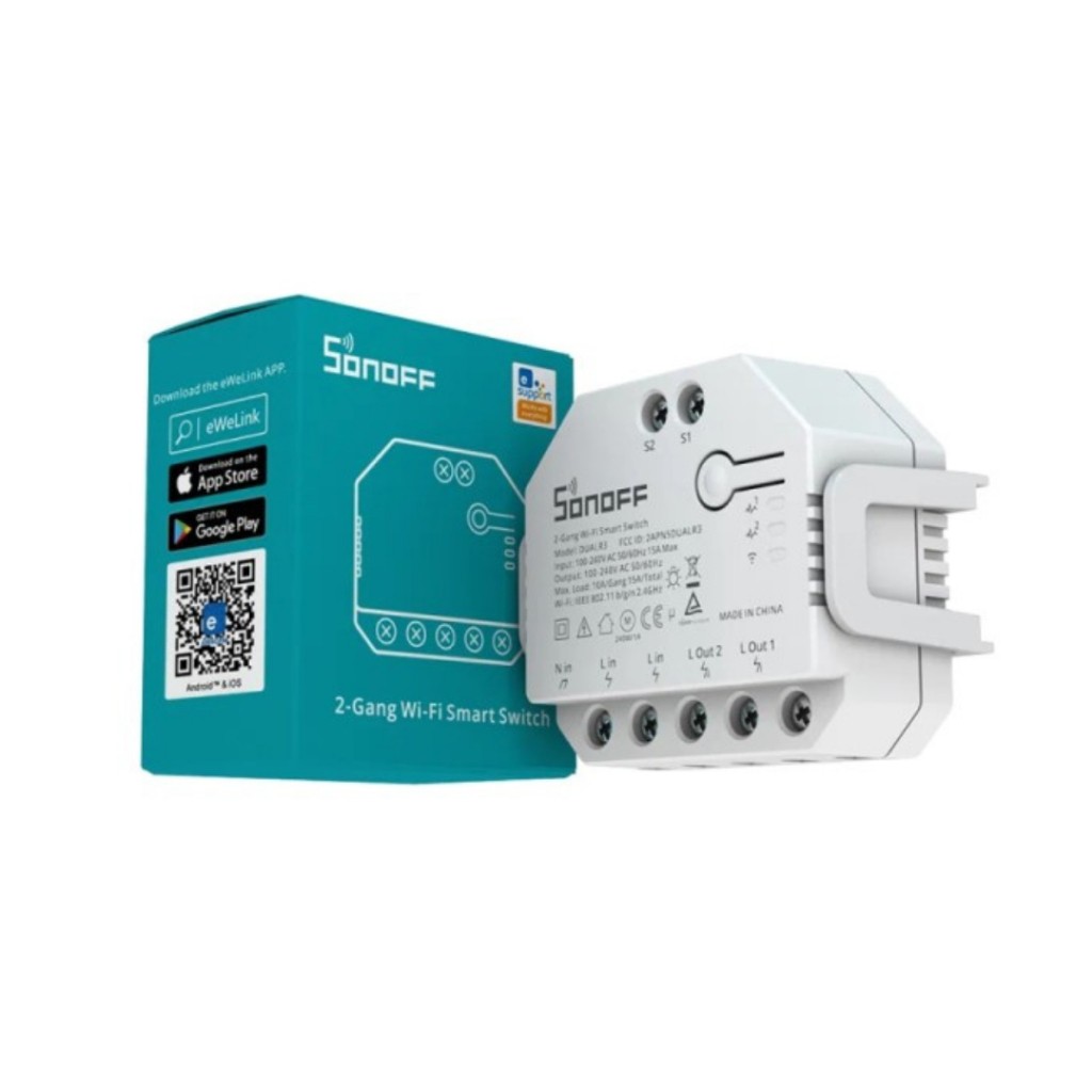 Sonoff Dual R3 Interruptor Relé Wifi 2 Canais Alexa Google