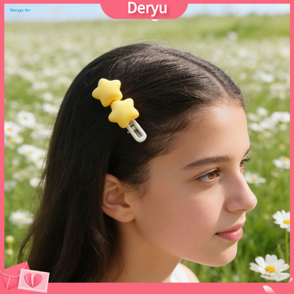 Gentle Hair Clip Moderate Clamping Force Pin 2 Pcs Girls Candy Color Star Clips Non-toxic Smooth Edge Hairpins with Cute