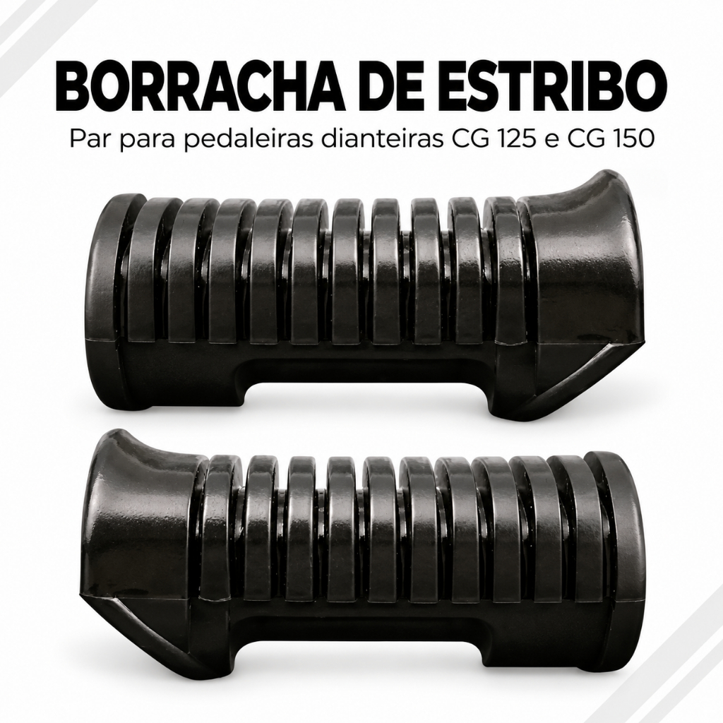 Par Borracha Estribo Pedaleira Dianteira CG 125 1997 a 2008 CG 150 2004 a 2015 Smart Fox Reposição Pedal Apoio Pé Pretas