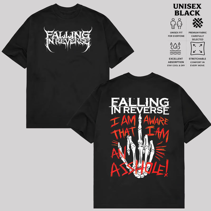 Music.Soul Camiseta Unissex Falling In Reverse Banda Rock Estampa Dupla - Lado Confortável Moderna Estilosa Casual