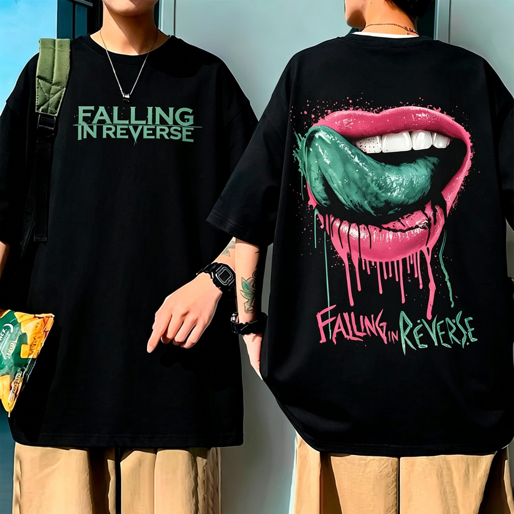 Camiseta Preta Unisex, Design com Bochechas e Língua Estilizados, Textos 