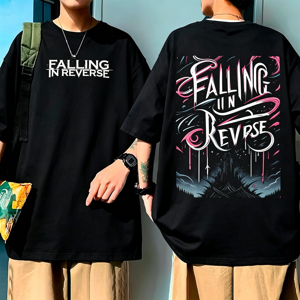Camiseta Preta Unisex, Design com Letras Estilizadas e Pinturas Gotejantes, Textos 