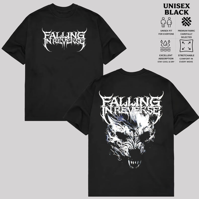 Music.Soul Camiseta e Sweater Unissex Falling In Reverse Banda Wolf Estampa Retrô Confortável Moderna Estilosa Casual