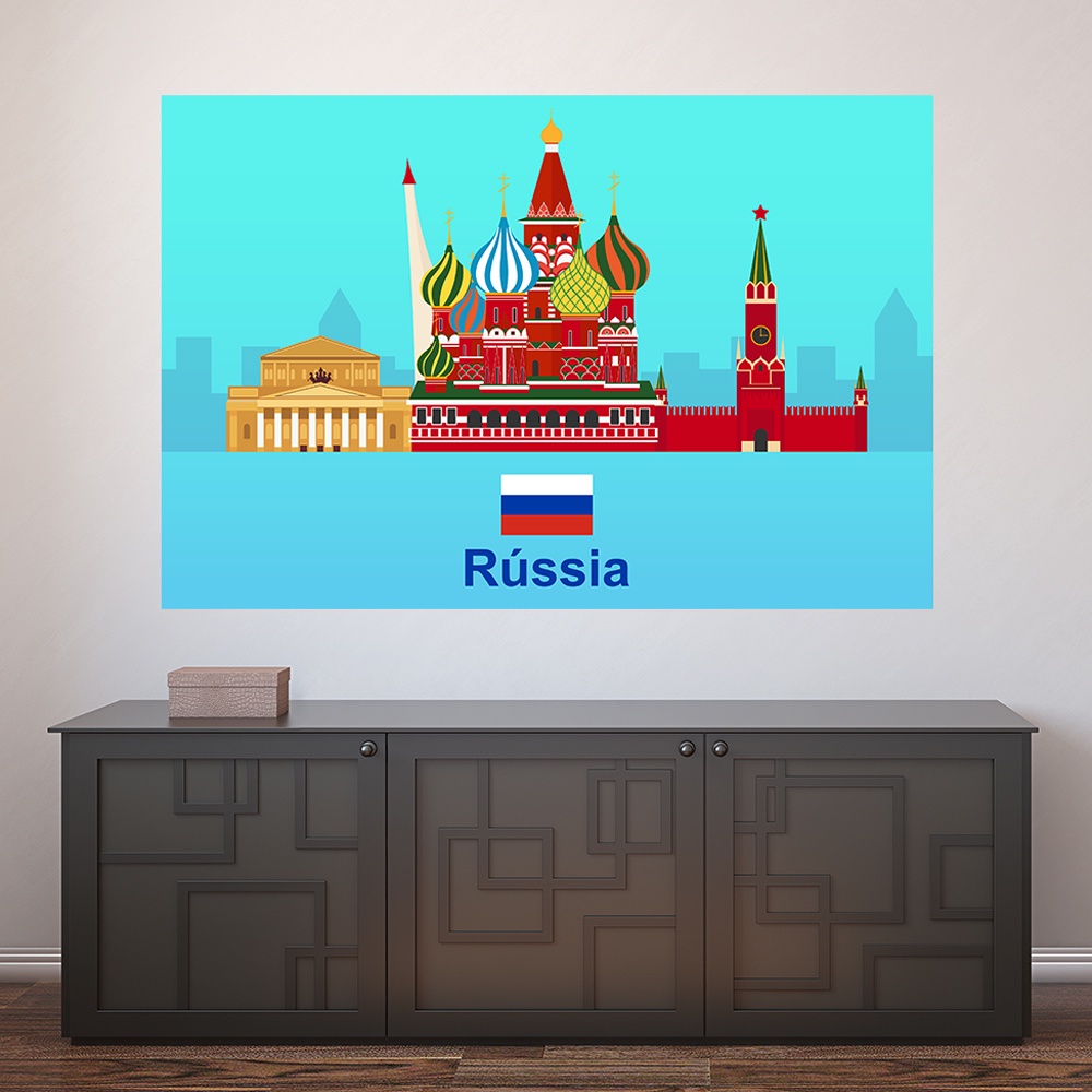 Painel Adesivo Decorativo de Parede Rússia Mundo Escritório Banheiro Casa Sala Quarto - 1358pn
