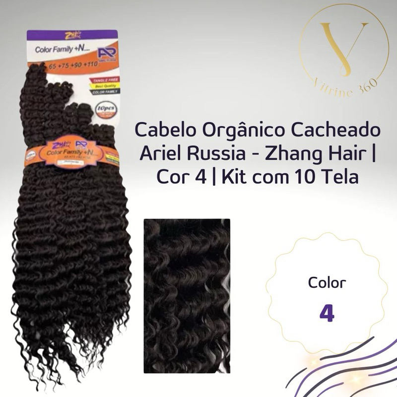 Cabelo Orgânico Cacheado Ariel Russia - Zhang Hair | Cor 4 | Kit com 10 Telas ✨💁🏾‍♀️