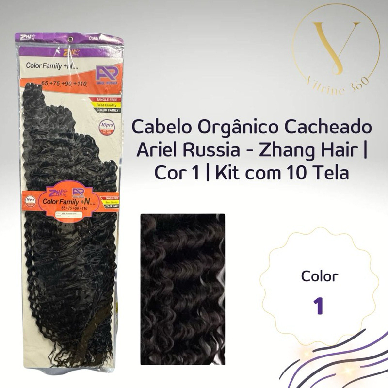 Cabelo Orgânico Cacheado Ariel Russia - Zhang Hair | Cor 1 (Preto Intenso) | Kit com 10 Telas ✨💁🏾‍♀️