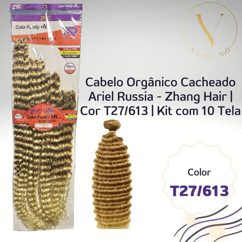 Cabelo Orgânico Cacheado Ariel Russia - Zhang Hair | Cor T27/613 | Kit com 10 Telas ✨💁🏼‍♀️