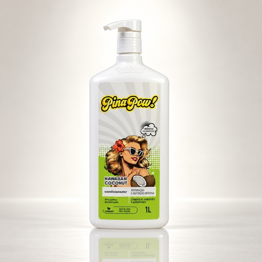 Condicionador Pinapow Hawaiian Coconut 1L | Hidratação Intensa Nutrição Brilho Maciez Antifrizz Para Todos Os Cabelos