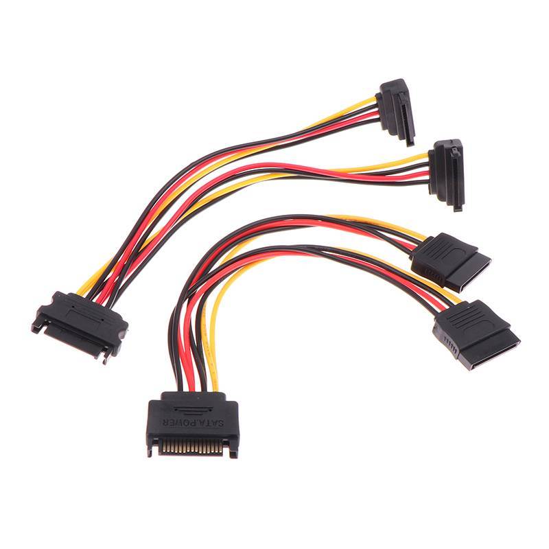 [MAR] 1PC 20CM Cabo De Extensão SATA Para HDD SSD Disco Rígido Power Y Splitter Cable 15 Pinos Macho Alimentação Duplo F