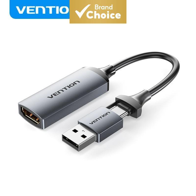 Placa de Captura de Vídeo HD Vention 1080P 60Hz, Caixa de Captura HDMI USB Tipo C de Dupla Interface para Transmissão de