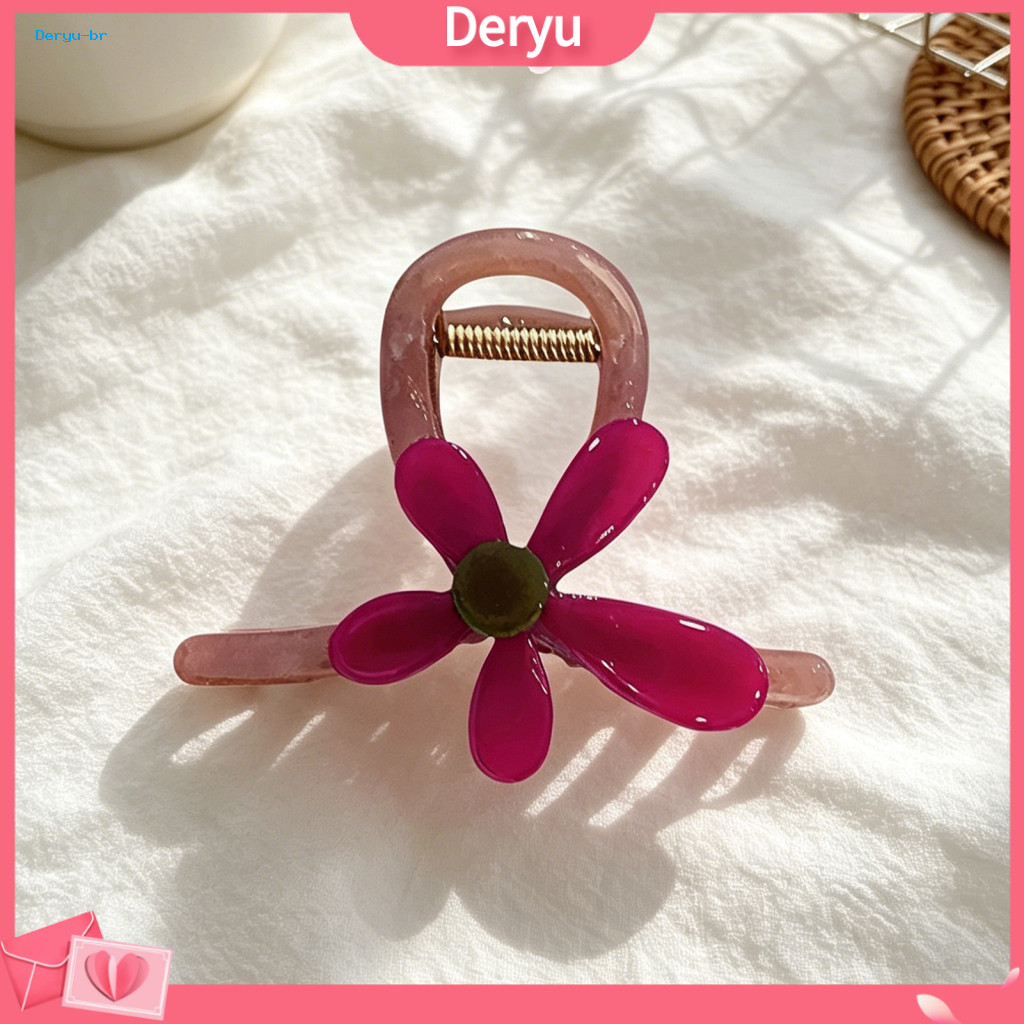 Metal Spring Hair Clip High Elasticity Claw Medium Size Flower Anti-slip Shark Strong Grip for Commuting Travel
