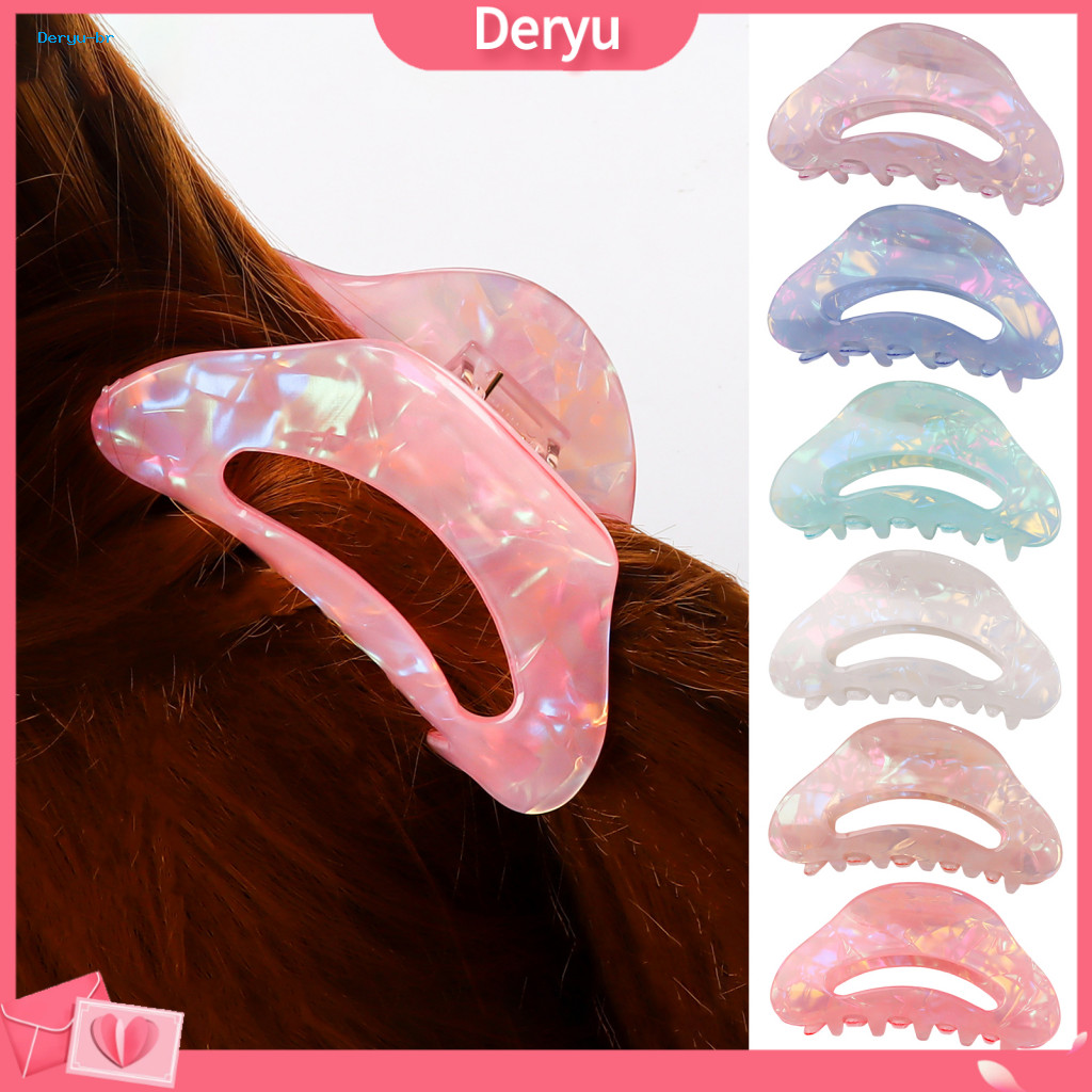 Durable Hair Claw Grip Colorful Clip Medium Size Anti-slip Strong Candy Color Hollow Design Shark Teeth Accessory for Wo