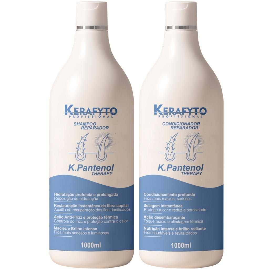 Kit K.Pantenol Therapy Shampoo + Condicionador Reparador 1 Litro – Kerafyto Professional