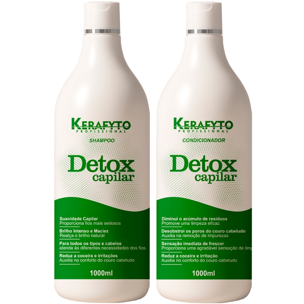 Kit Detox Capilar Kerafyto Professional – Shampoo + Condicionador 1L O Kit Detox Capilar Kerafyto Professional foi desen