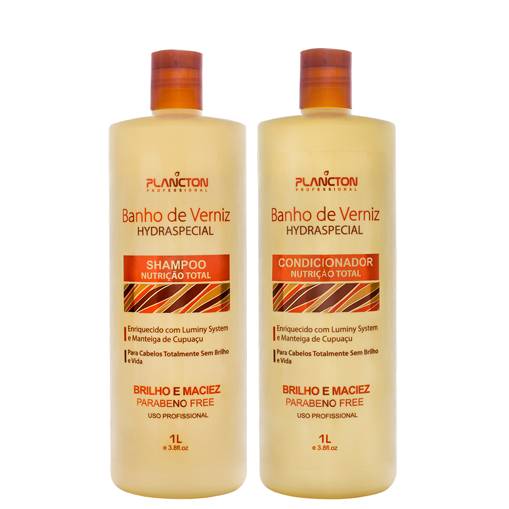 KIT BANHO DE VERNIZ 1 LITRO  (SHAMPOO + CONDICIONADOR ) - Plancton Professional
