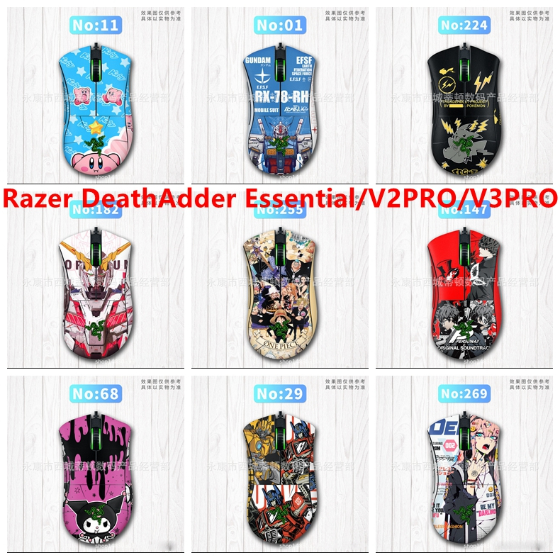 Adesivo De Pele De 24 Cores Compatível Com Razer DeathAdder Essential/V2 Pro/V3 Mouse Decalque De Vinil Conjunto Complet
