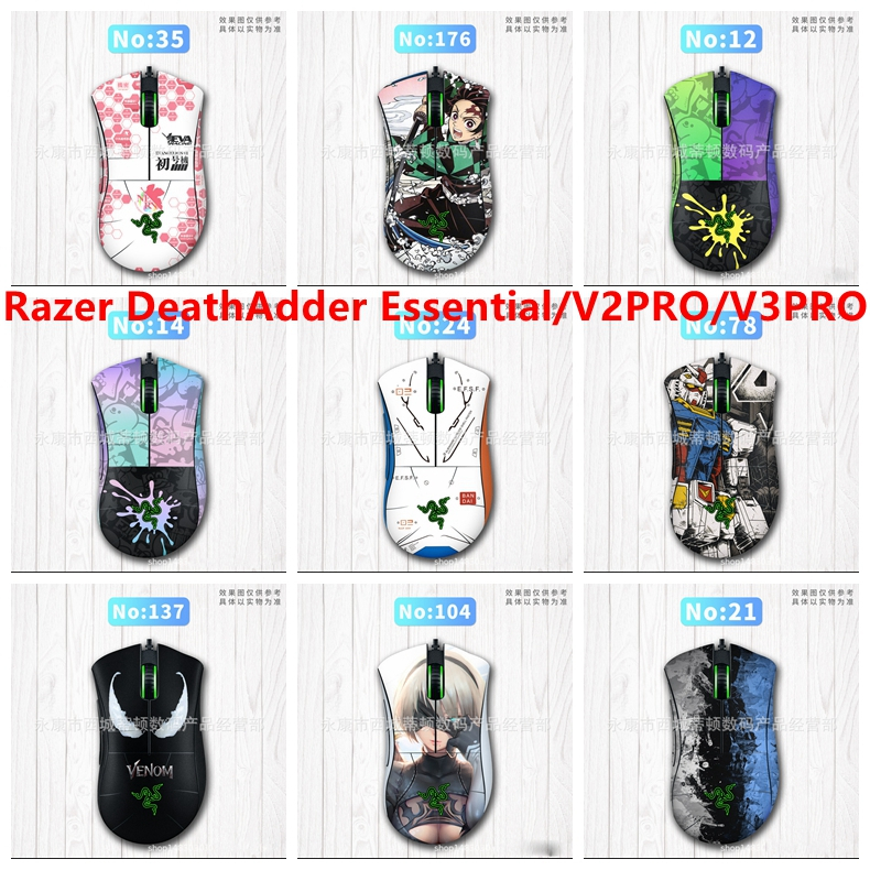 Adesivo De Pele De 30 Cores Compatível Com Razer DeathAdder Essential/V2 Pro/V3 Mouse Decalque De Vinil Conjunto Complet