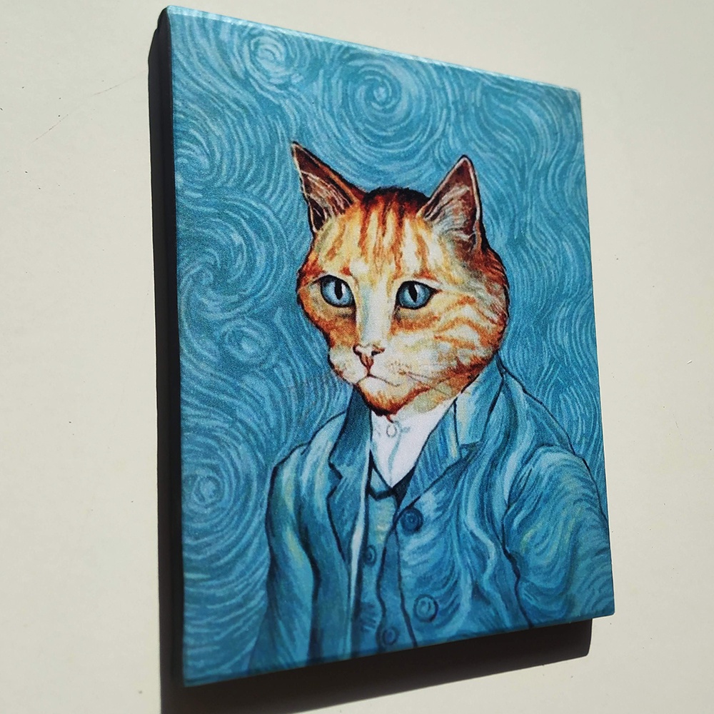 Quadro decorativo auto retrato com terno azul, Van Gogh. tela acetinada pronto para pendurar. decoraçao pet
