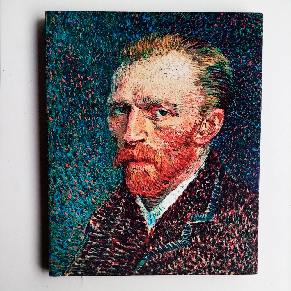 Quadro decorativo Van Gogh Auto retrato com terno vermelho Pós impressionismo. impressão em tela acetinada