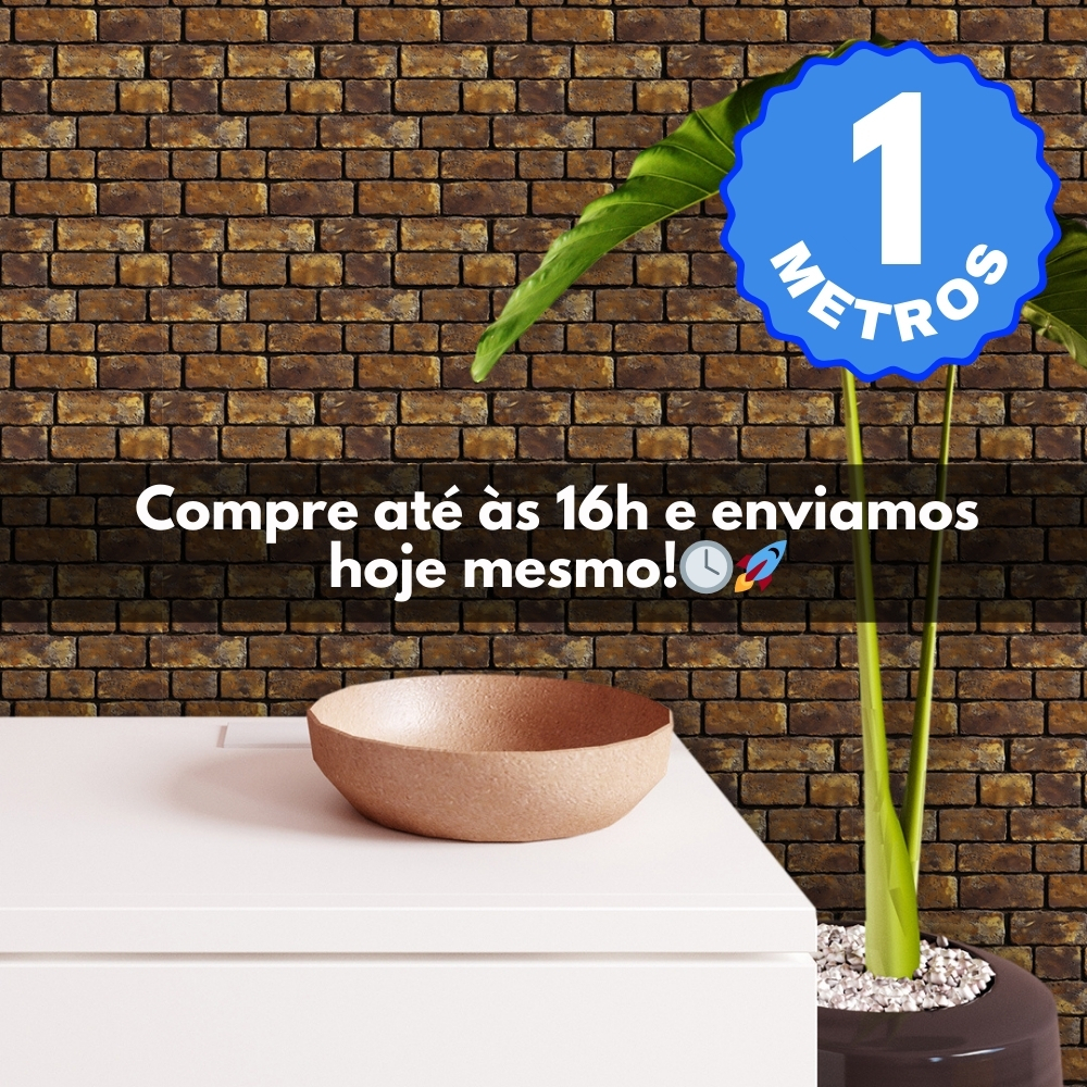 Papel de Parede Adesivo Auto Colante Lavável Tijolinho Tijolo Amêndoa Rolo de 1 Metro x 40 CM