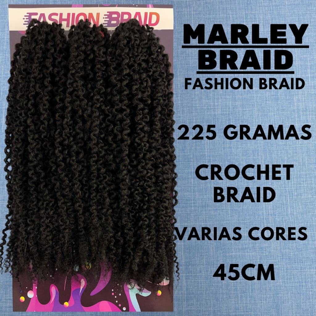 Cabelo Afro cacheado MARLEY BRAID - FASHION BRAID - 225GRAMAS- 45CM- 100% PREMIUM SYNTHETIC FIBER