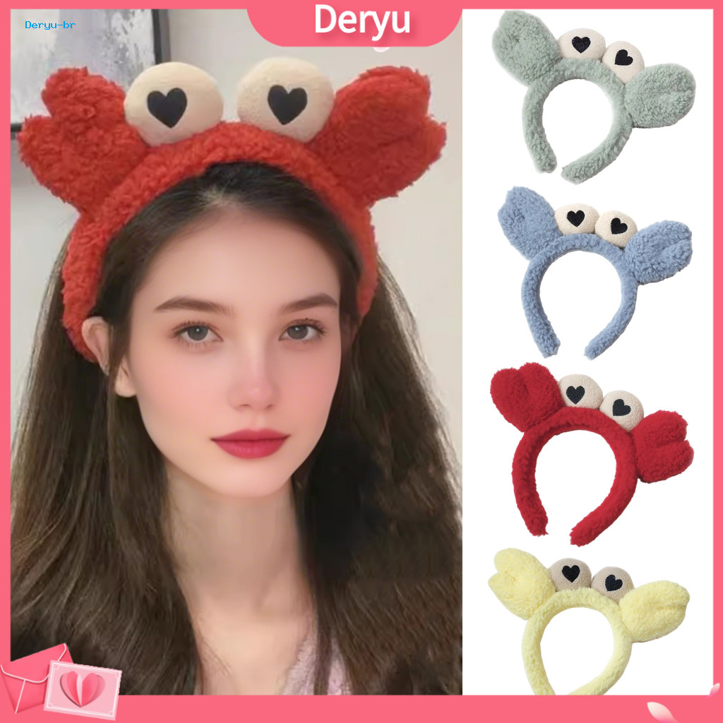 Crab Headband Colorful Hair Accessory Women’s Soft Velvet Thickened Fluffy Shape Hoop with Anti-slip Teeth Comfortable
