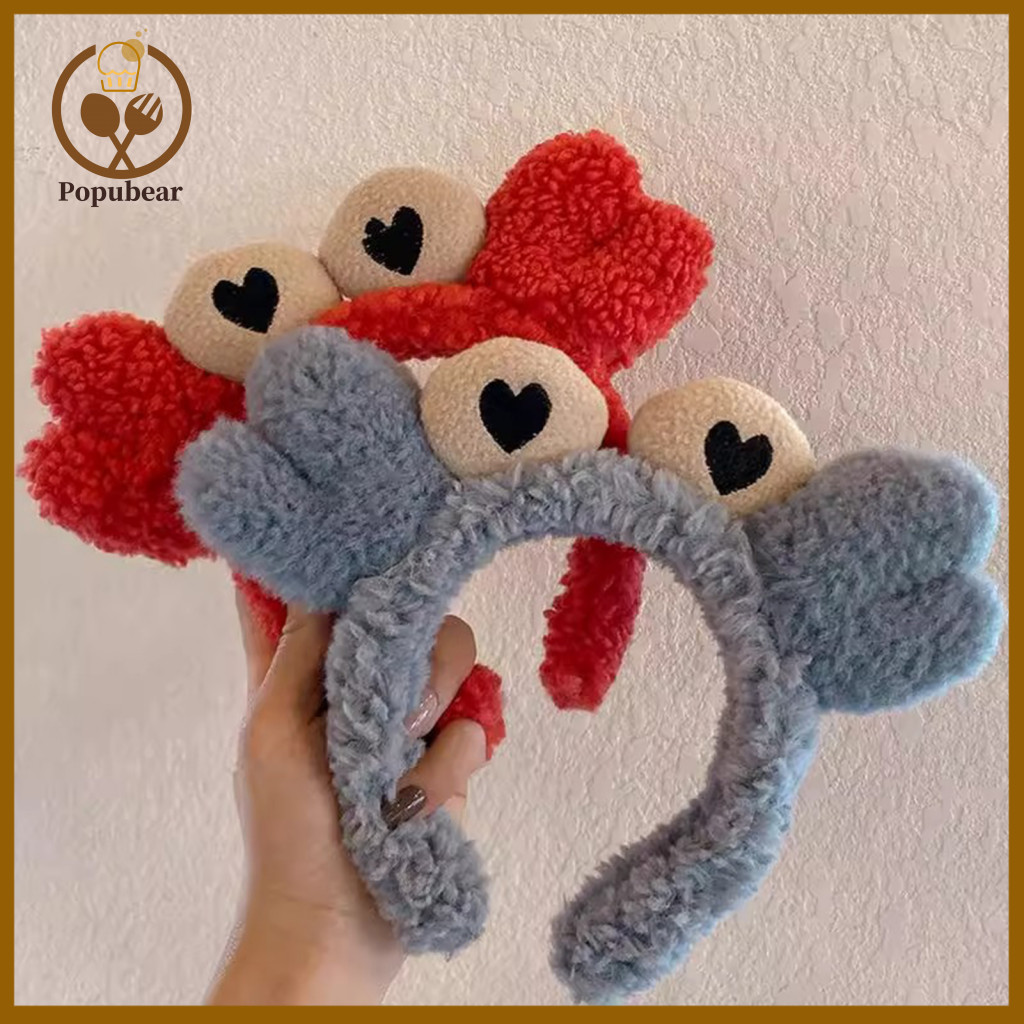 Crab Headband Non-slip Hairband Women’s Soft Velvet Thickened Fluffy Shape Hair Hoop with Anti-slip Teeth Comfortable