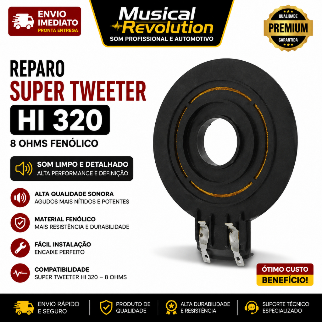 Reparo MusicAll Para Super Tweeter Hi 320 120w Rms 8ohms Fenolico novo
