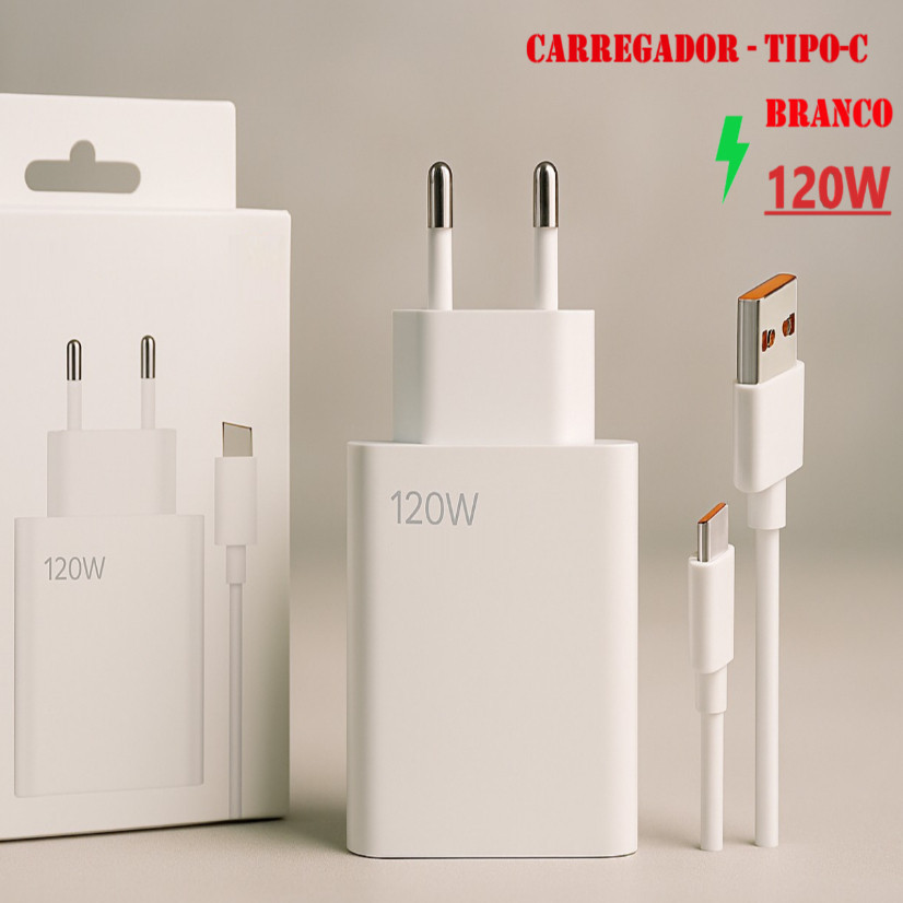 Combo Carregador USB 67W -Tipo C Cabo 120W  1 Metro Turbo Power super rapido