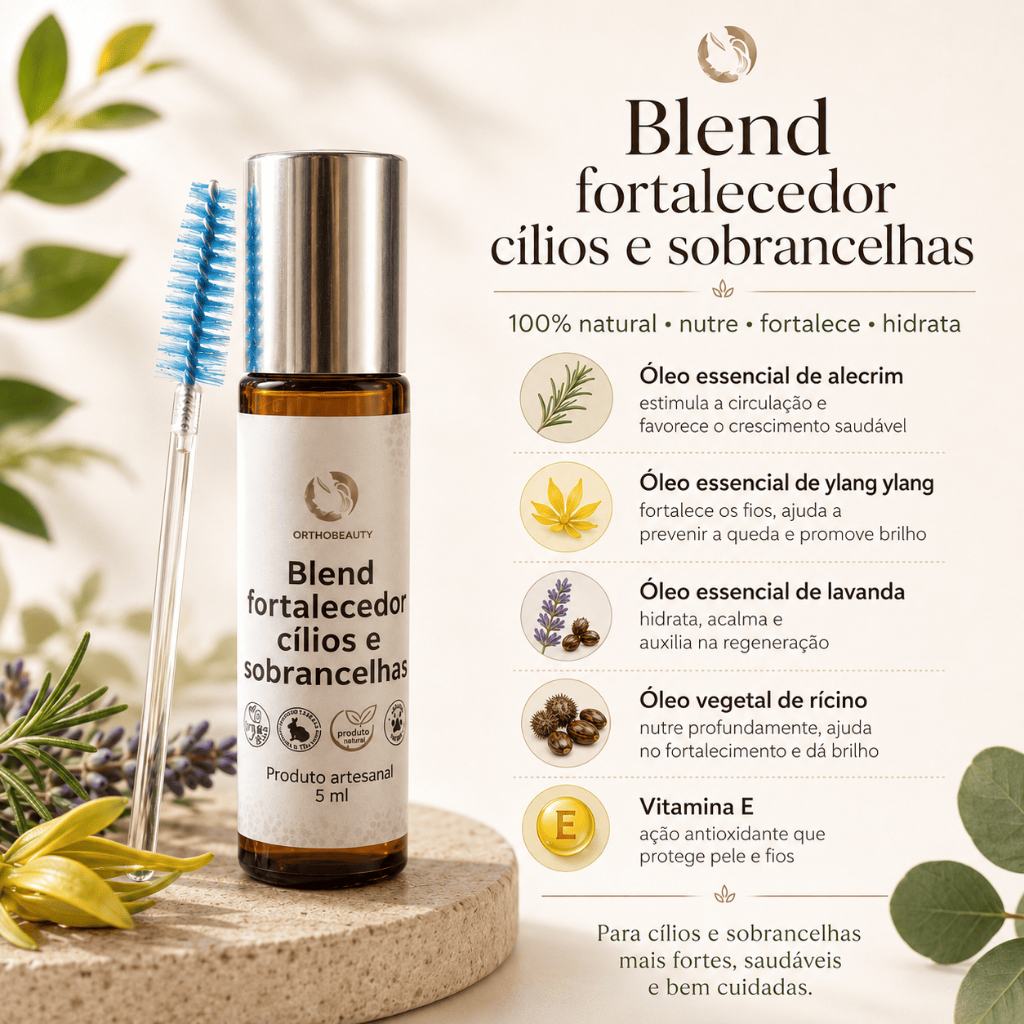 Blend Crescimento dos Cílios e sobrancelhas 100% Natural Nutre Fortalece os Fios e Hidrata Crescer Vitamina