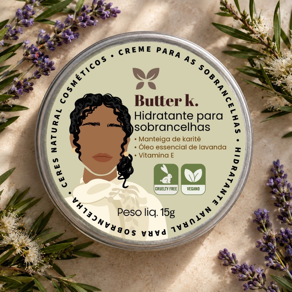 Hidratante para Sobrancelhas Butter K Restaurador Crescimento Natural Vegano com Manteiga de Karité